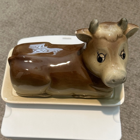 Vintage 1981 Otagiri Brown Cow Butter Dish